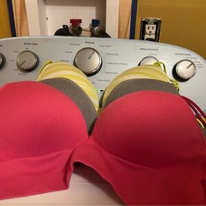 Women's Pink and Gray Bra Set